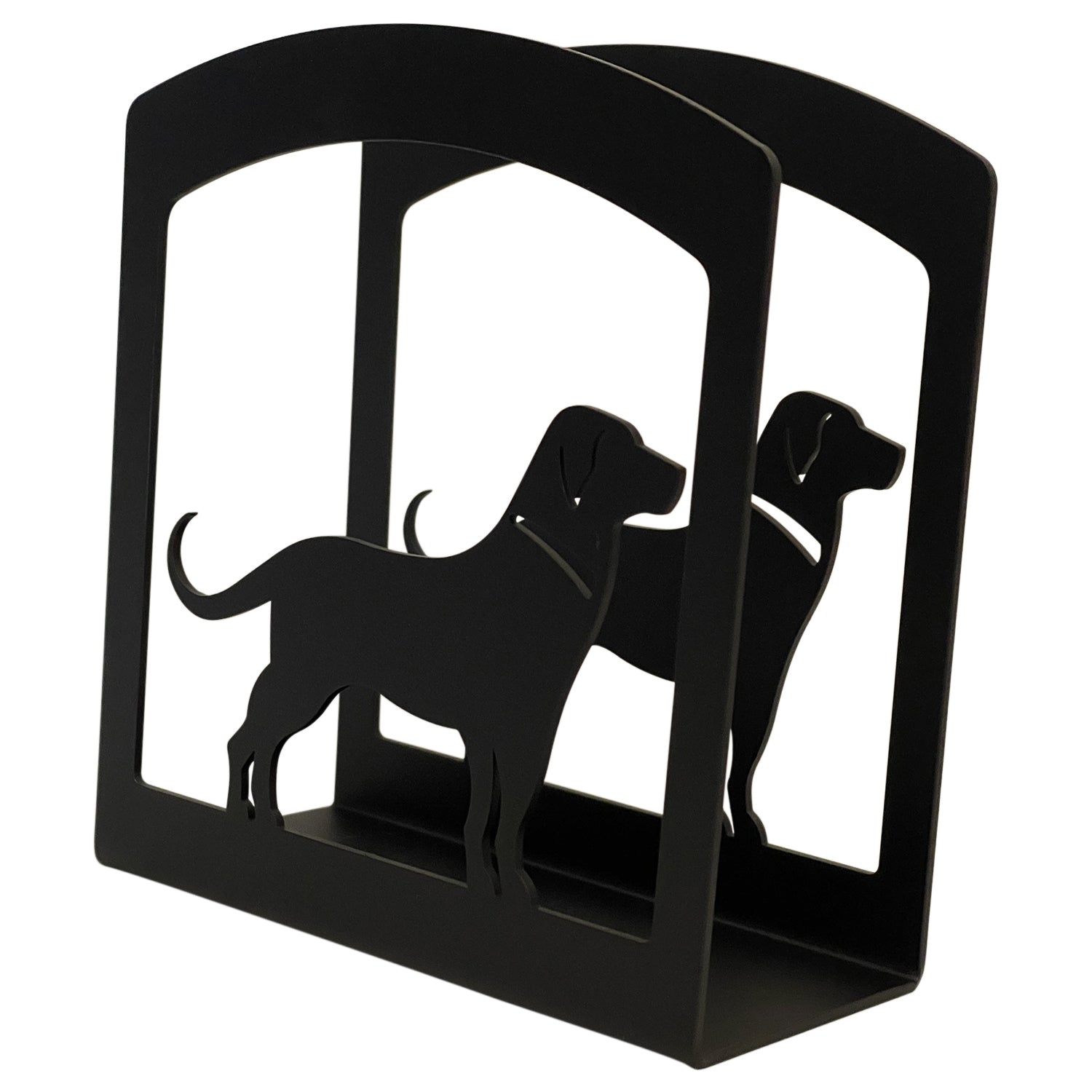 Wrought iron Labrador Retriever napkin holder, side view