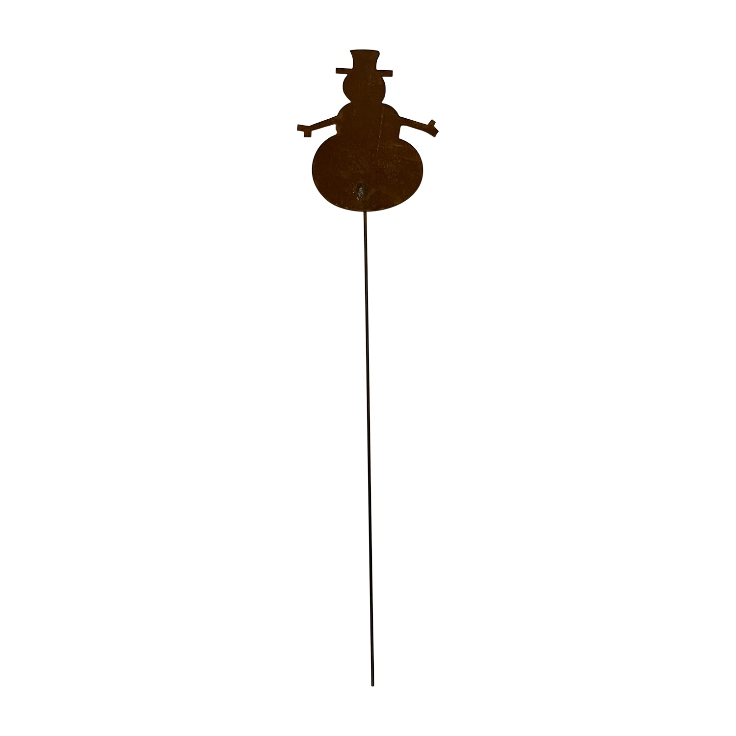 Wrought Iron Snowman Rusted Garden Stake 35 In