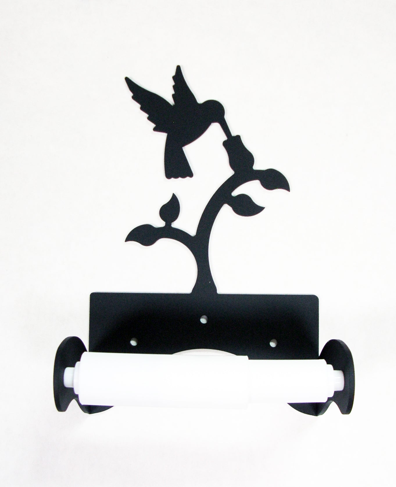 Wrought iron hummingbird tissue holder with bar