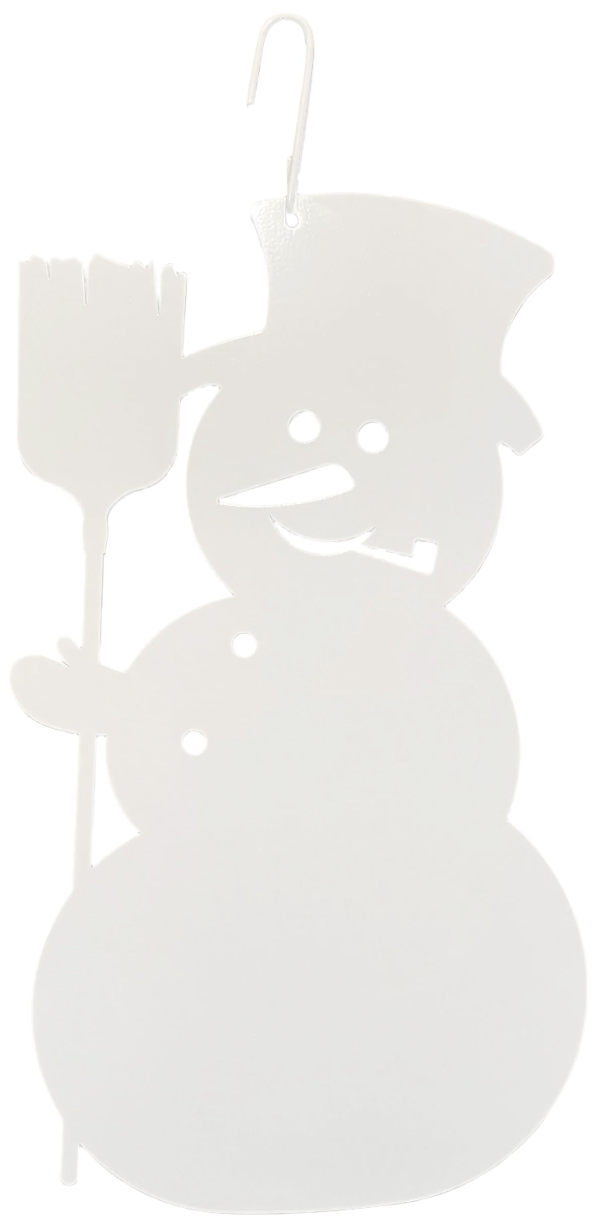 Wrought Iron Metal 18 Inch White Snowman Hanging Silhouette