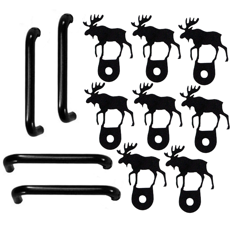 Wrought Iron Metal Moose Cabinet Door Handles -Assortment of 4