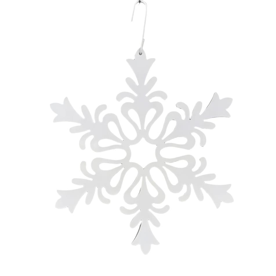 White snowflake floral design hanging silhouette