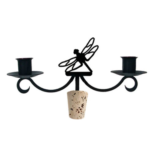 Wrought Iron Metal Dragonfly Taper Candle Bottle Top Candelabra