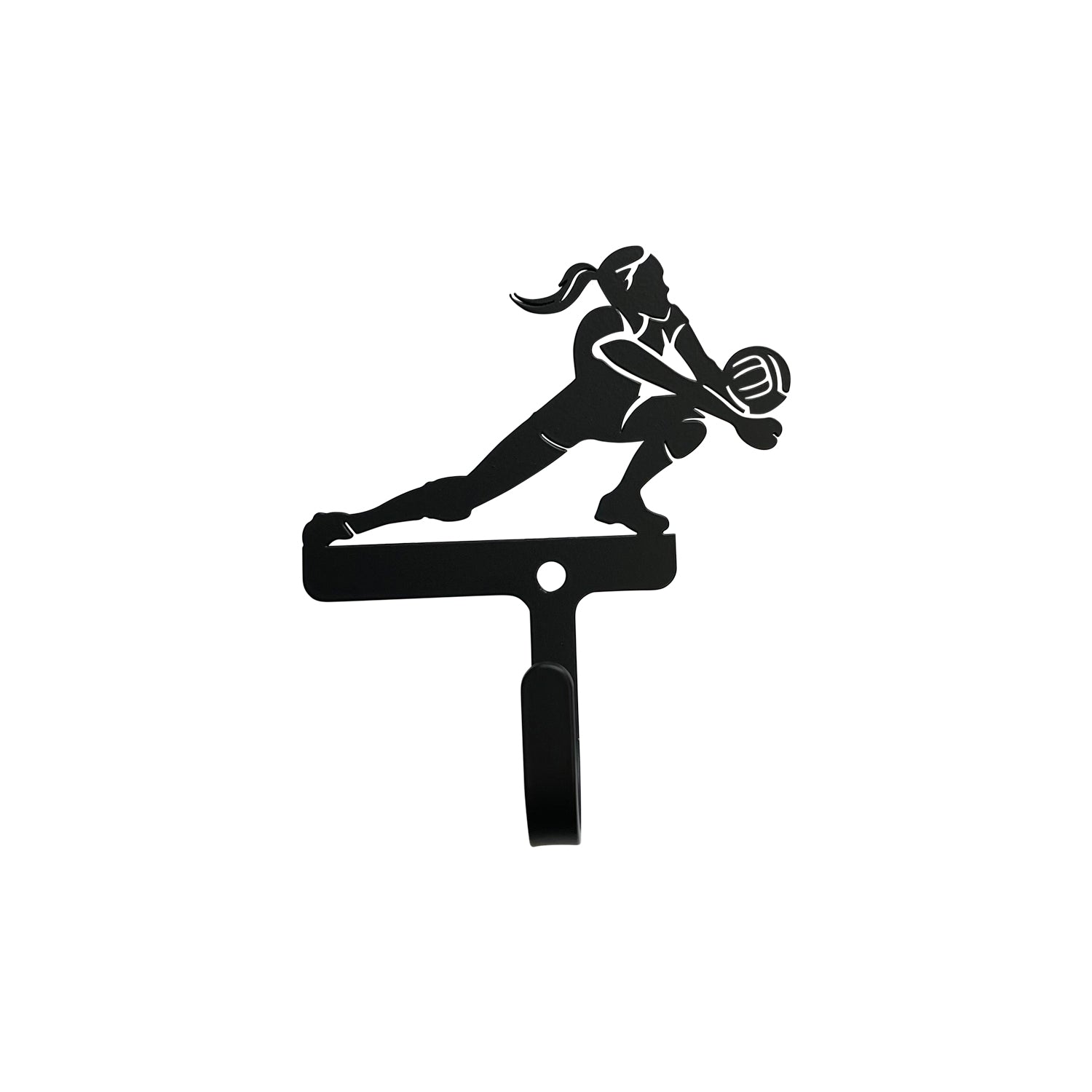 Wrought iron female volleyball wall hook, decorative design