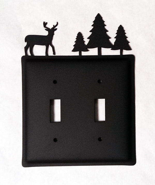 Wrought Iron Double Deer w Trees Switch Cover Double