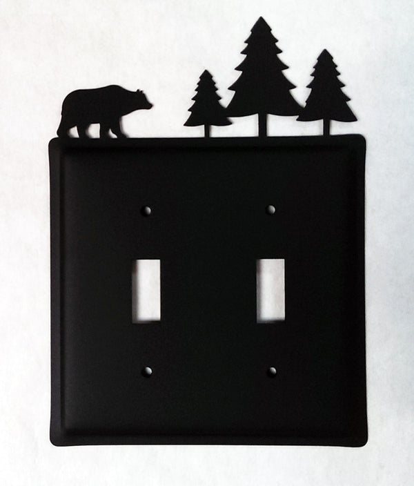 Wrought Iron Double Bear & Pine Trees Switch Cover Double