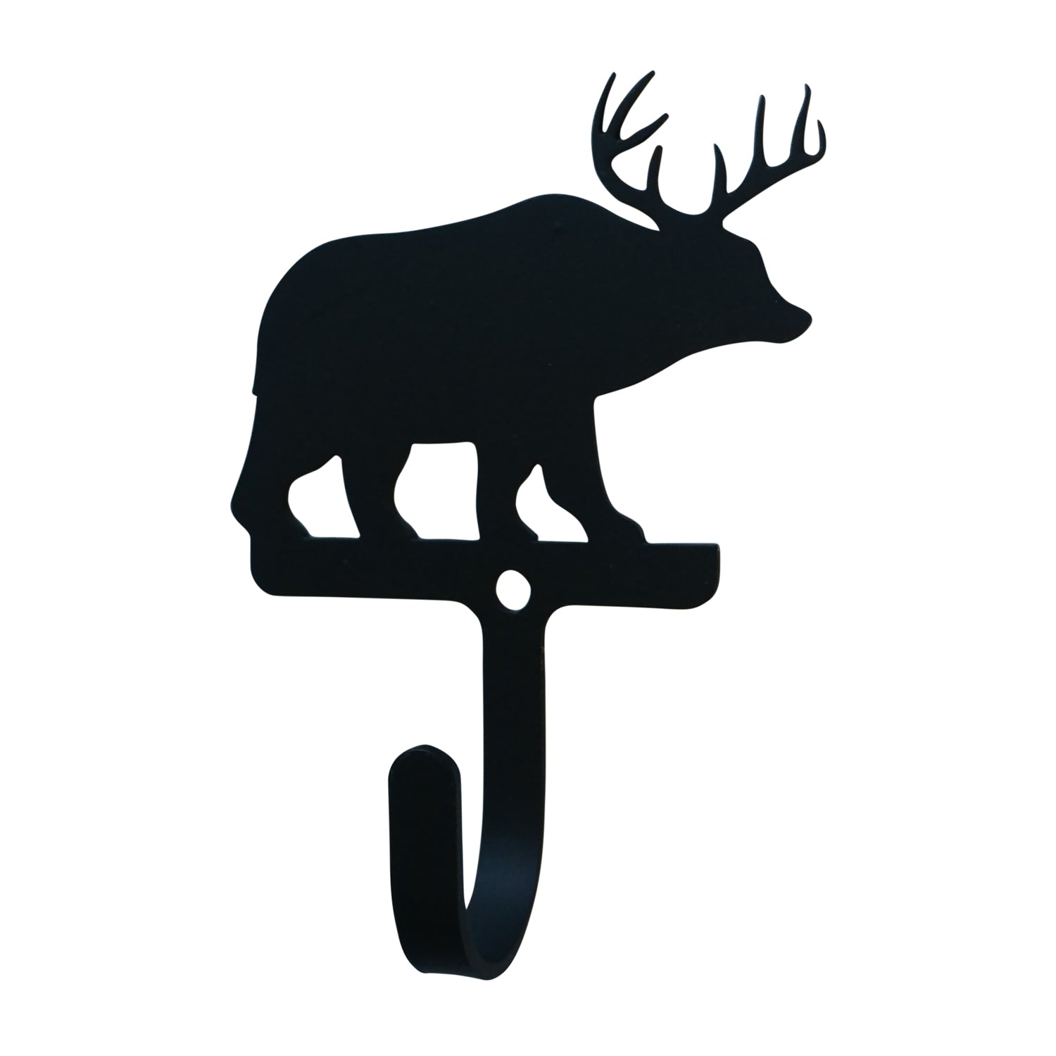 Small wrought iron bear deer wall hook for rustic decor