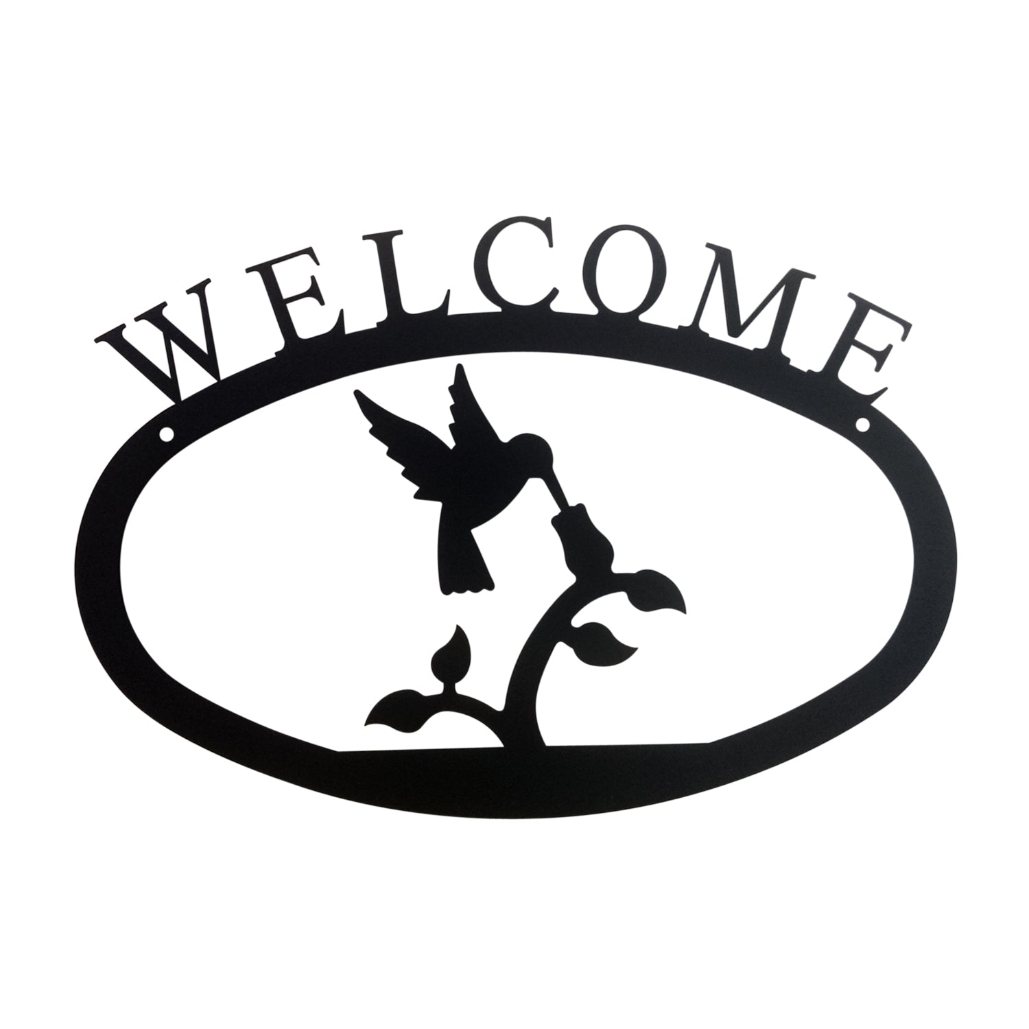 Large wrought iron hummingbird welcome sign