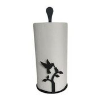 Wrought iron hummingbird paper towel stand