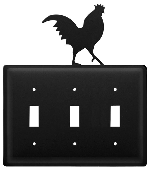 Wrought Iron Triple Rooster Triple Switch Cover