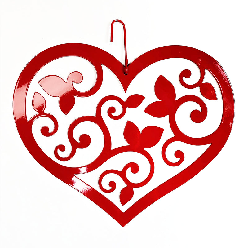 Heart-Scrolled-RED - Decorative Hanging Silhouette