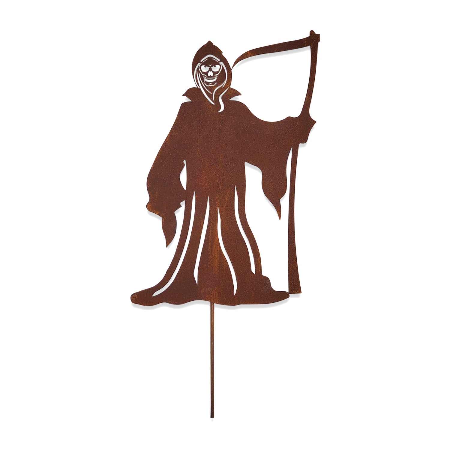 Wrought Iron Metal The Grim Reaper Rusted Garden Stake 25 Inches