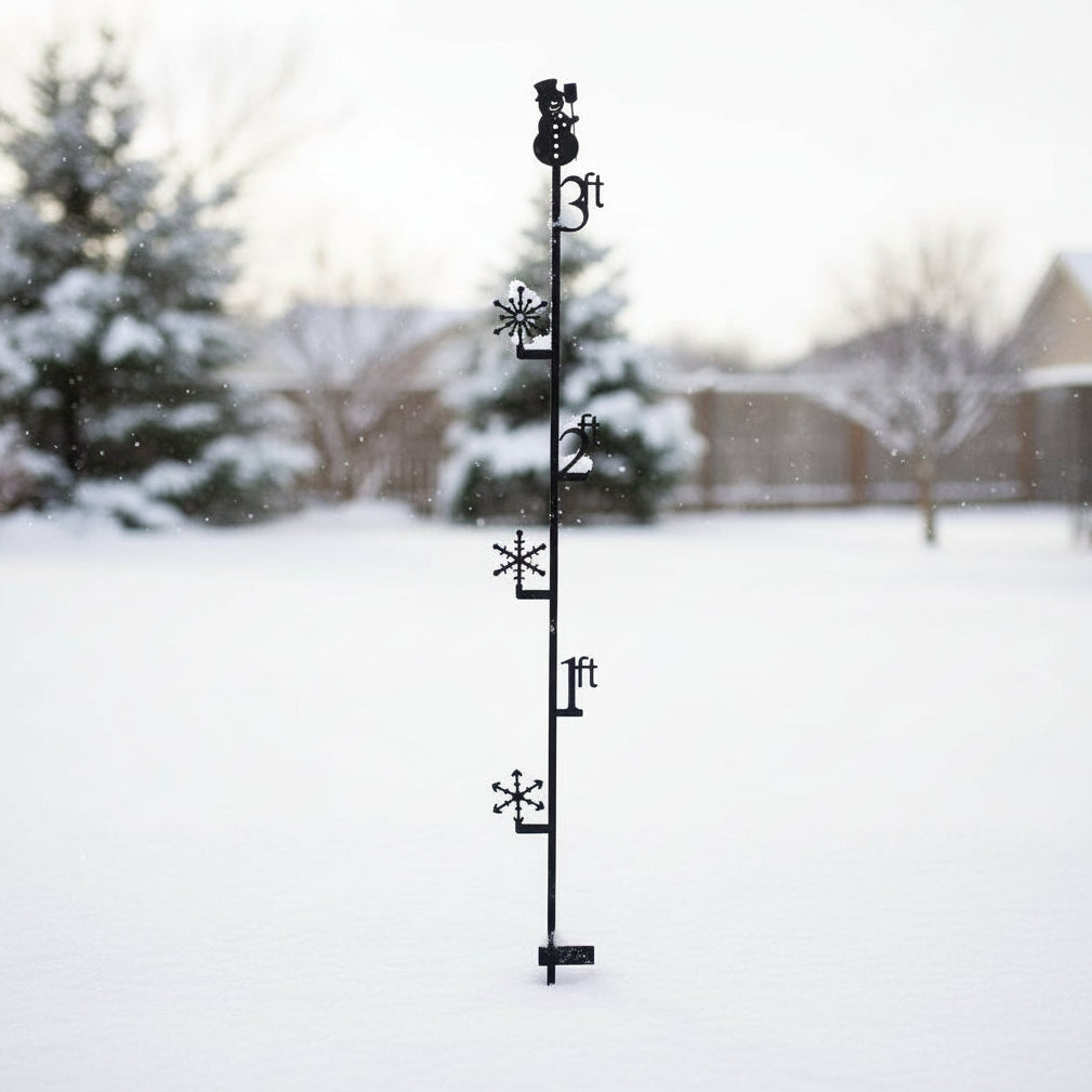 Wrought iron 3 ft snowman snow gauge yard stake