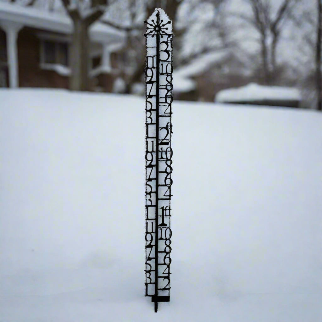 Wrought Iron 3 ft Snowflake Snow Gauge Yard Stake featured metal snow gauge snow fall stick snow