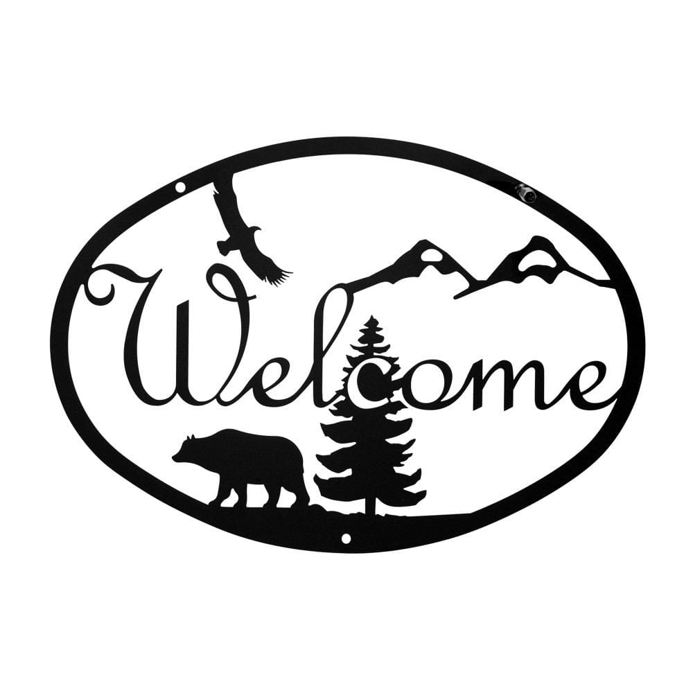 Wrought Iron Bear Welcome Home Sign Medium door signs outdoor signs welcome home sign welcome home