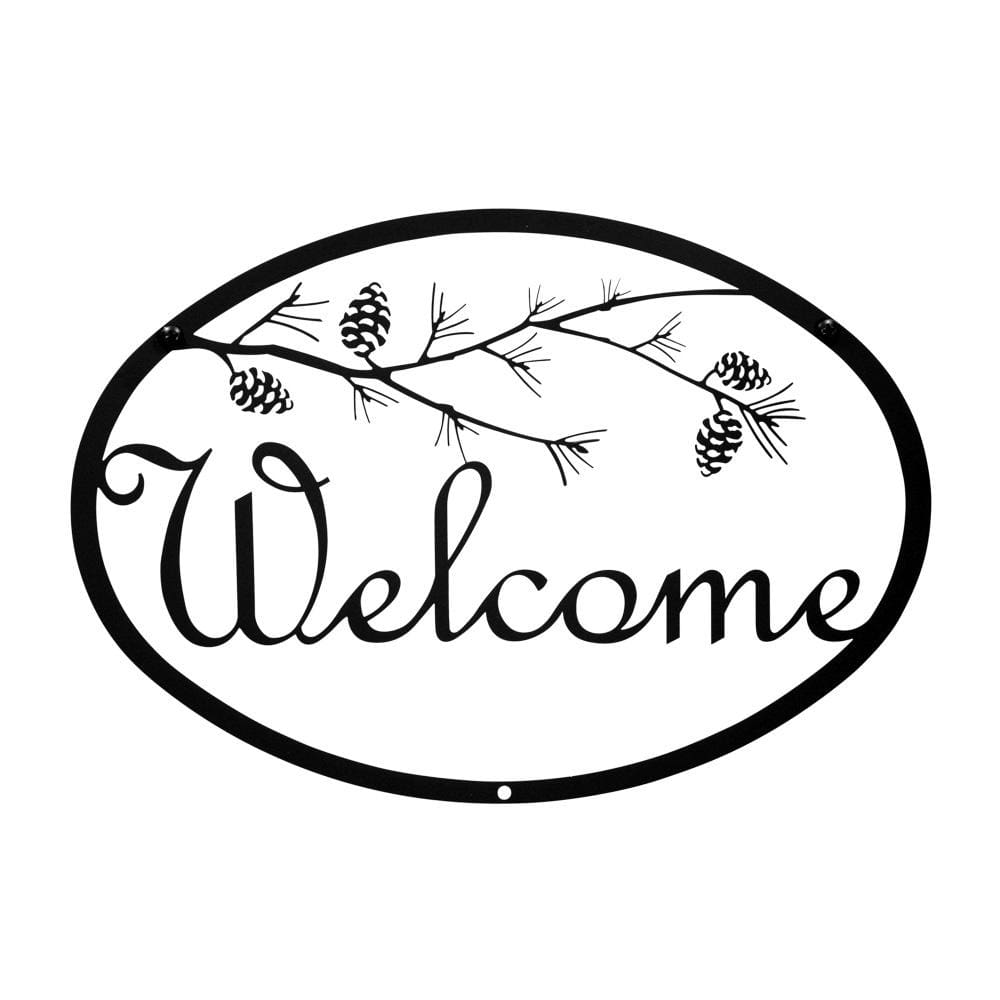 Wrought Iron Pinecone Welcome Home Sign Medium door signs outdoor signs welcome home sign welcome