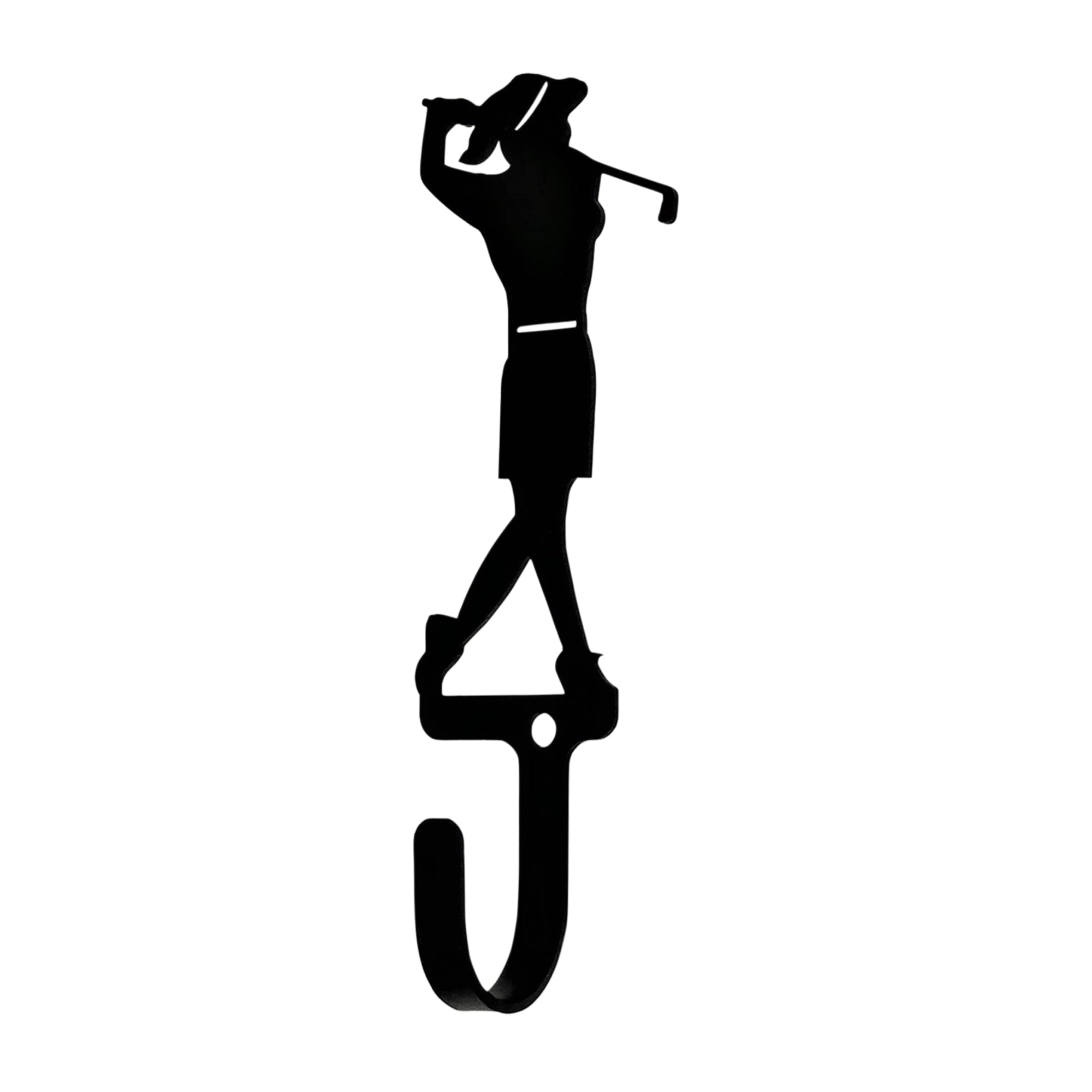 Wrought iron golfer woman wall hook for stylish organization