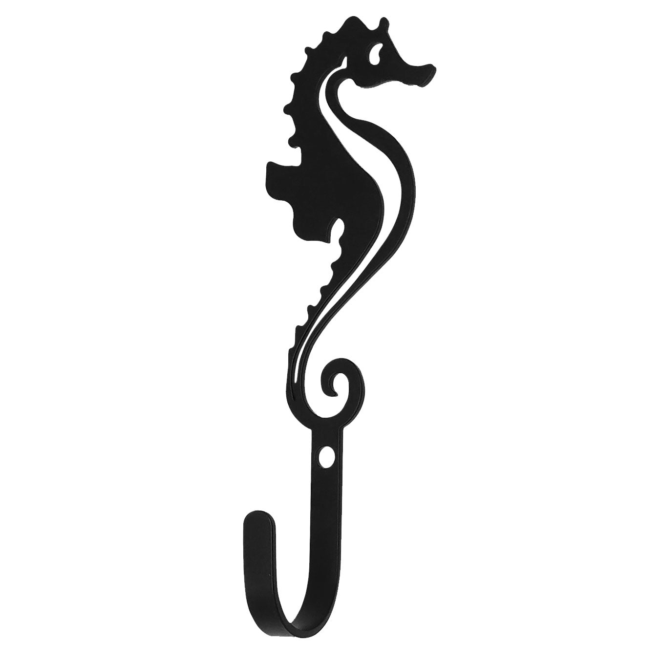 Small wrought iron sea horse wall hook for nautical decor