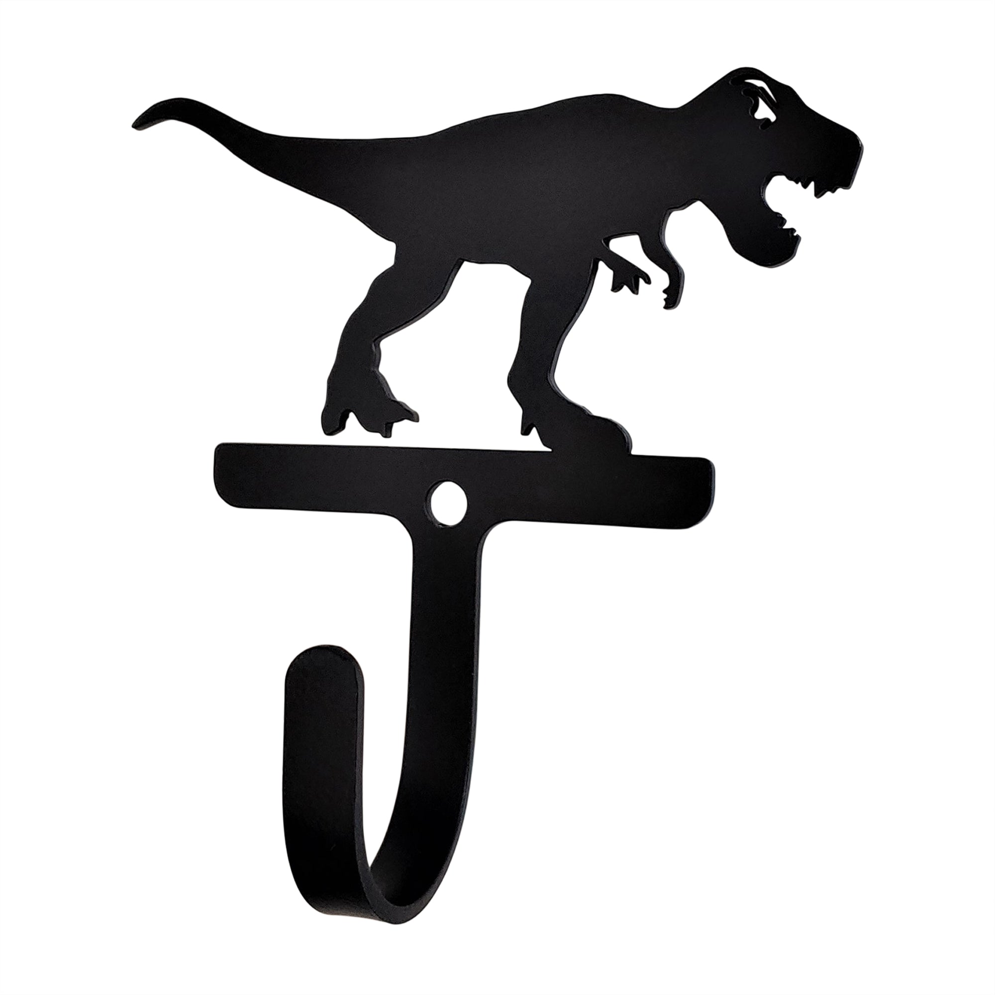 Small wrought iron T-Rex wall hook for stylish organization