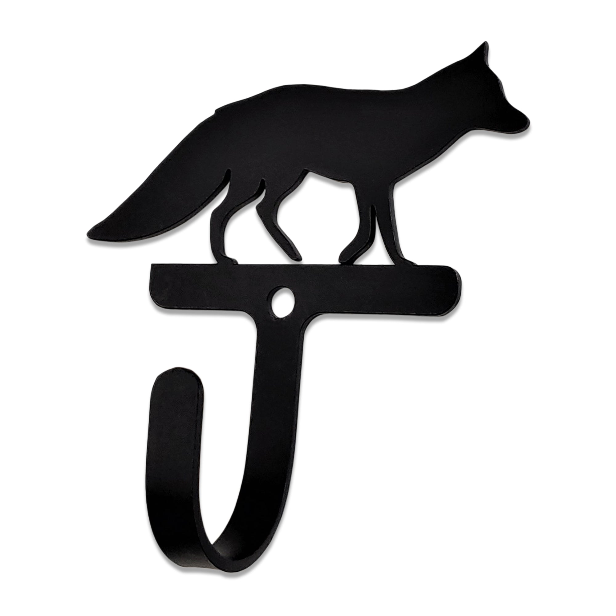 Small wrought iron fox wall hook for home organization