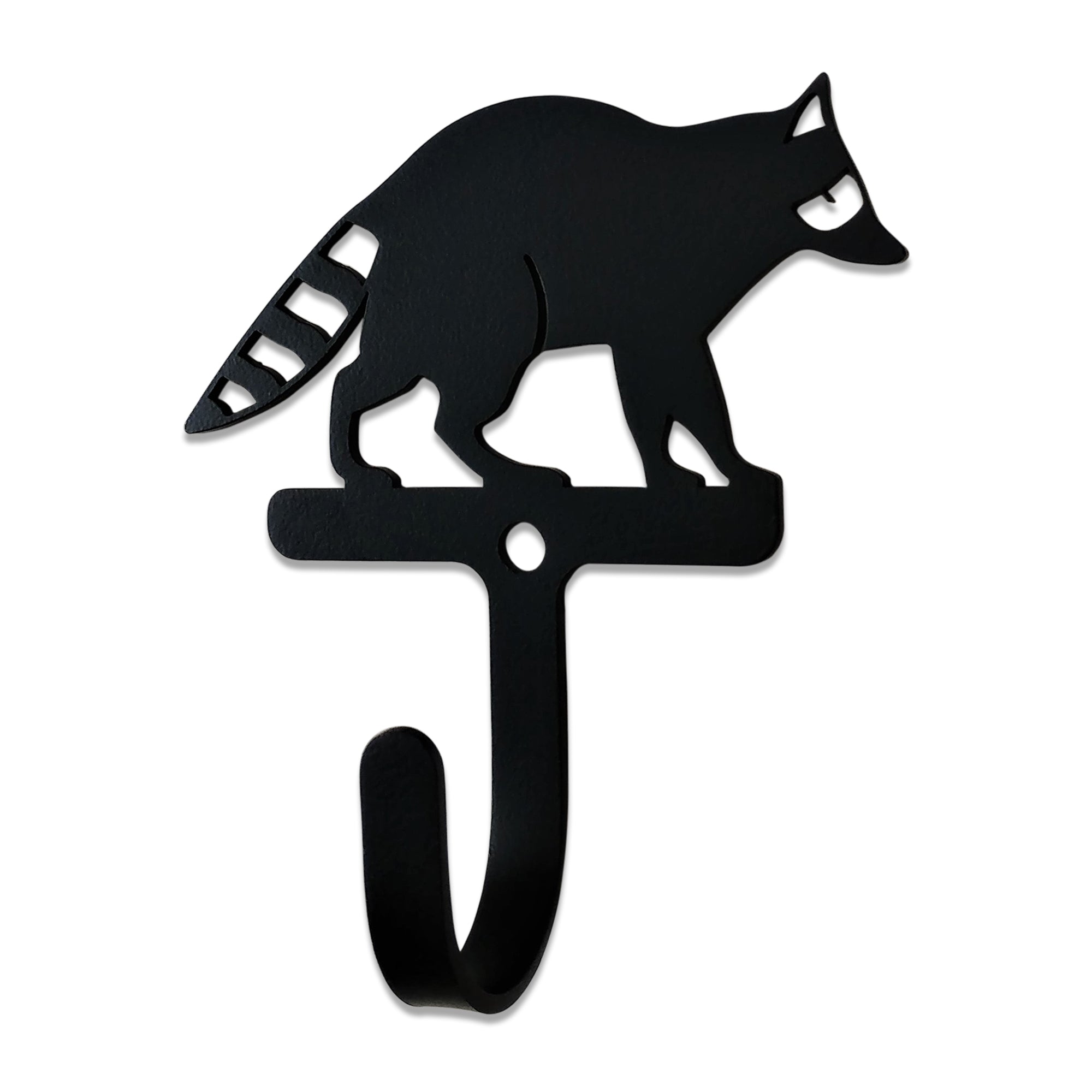 Small wrought iron raccoon wall hook for organization