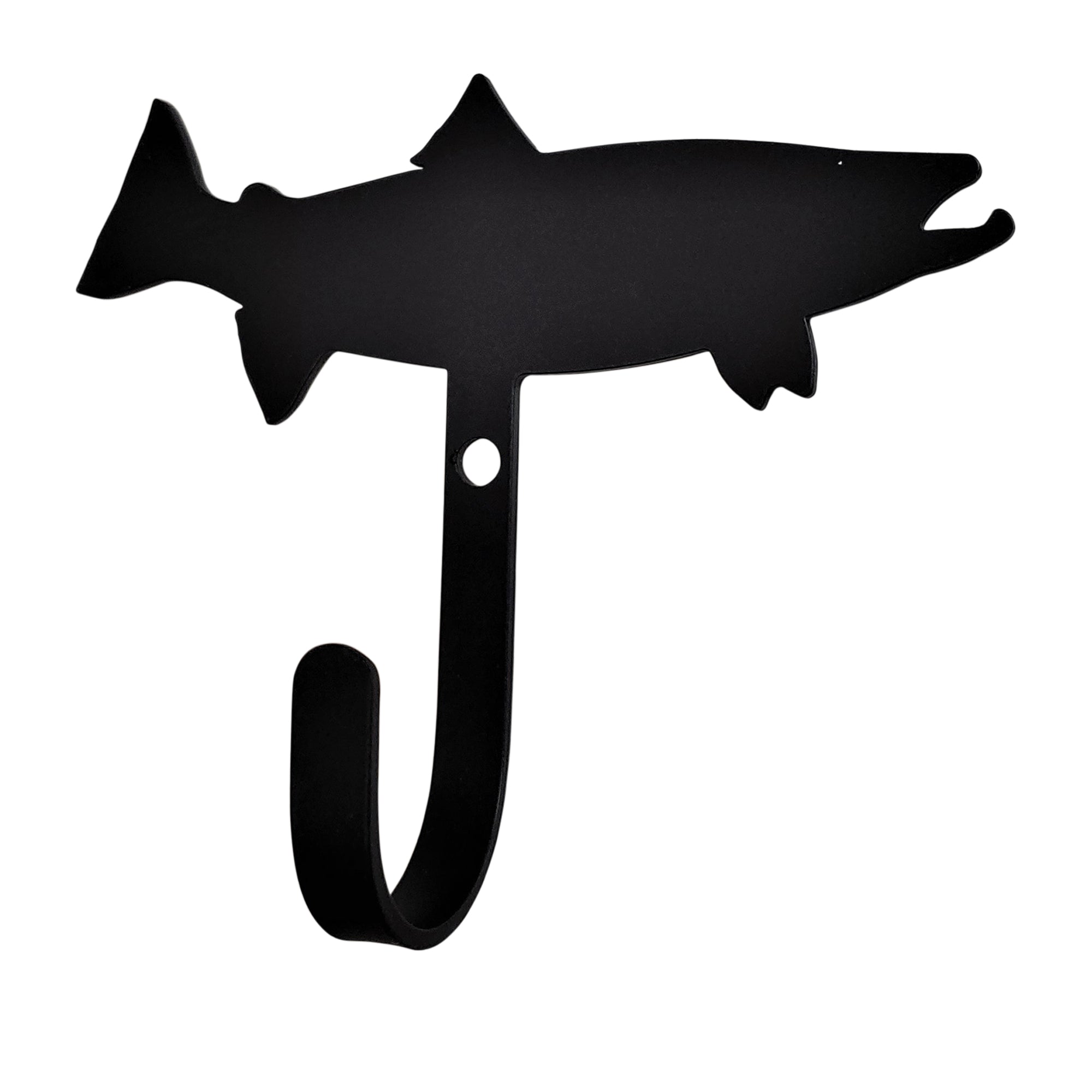 Small wrought iron trout wall hook for rustic decor