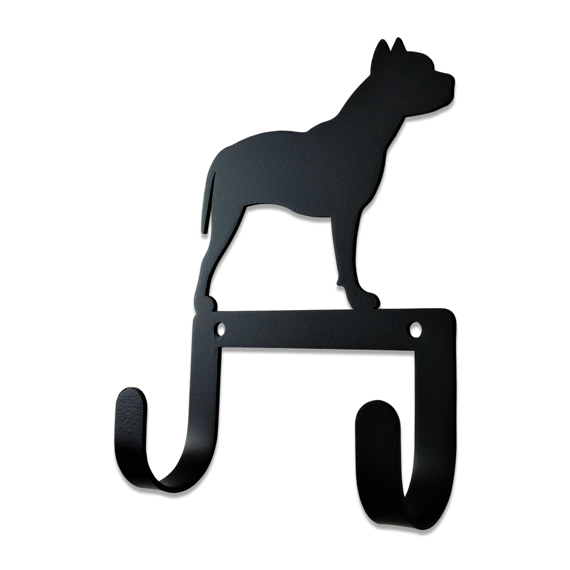 Durable wrought iron pit bull wall hook for leashes