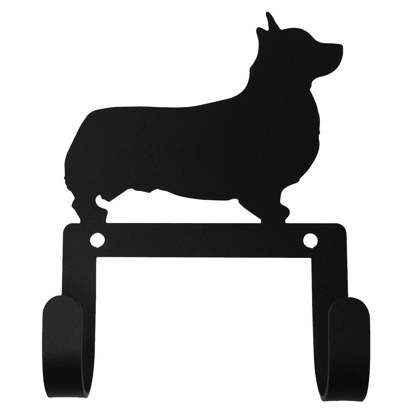 Corgi silhouette wrought iron wall hook for leashes