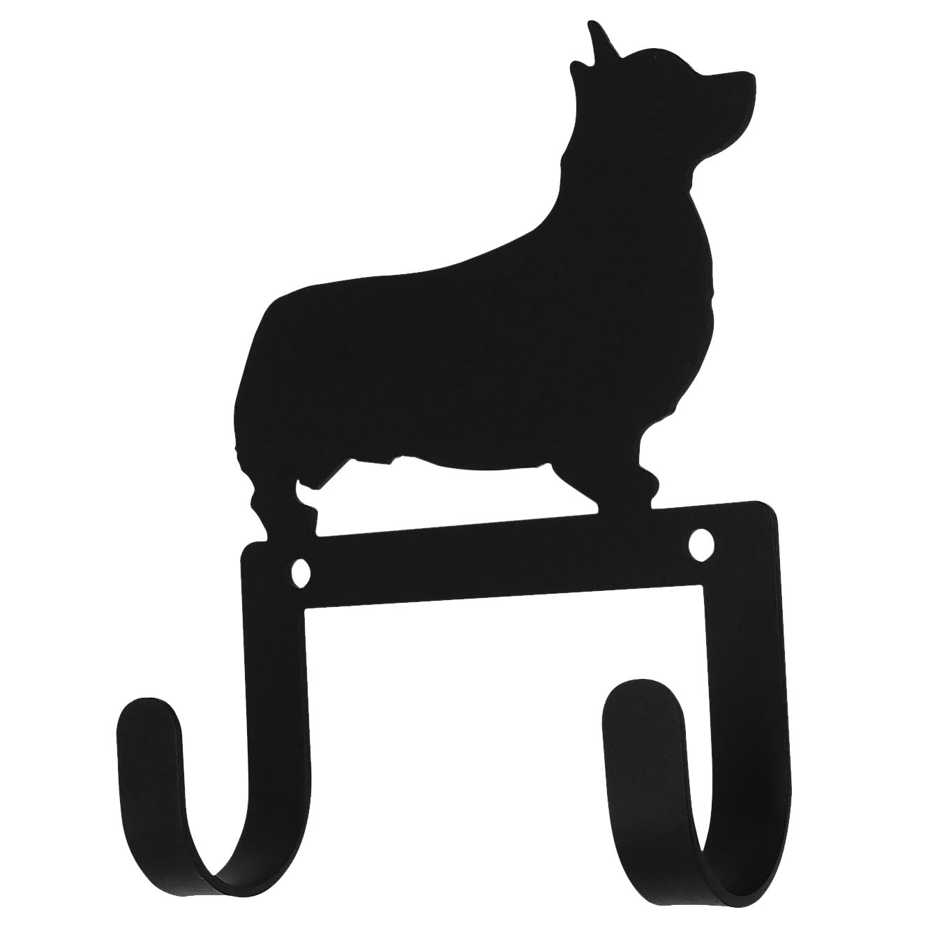 Wrought Iron Metal Corgi Dog Leash & Collar Wall Hook