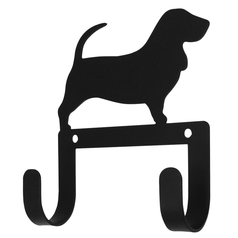 Crochet mural pour laisse et collier pour chien Basset Hound en fer forgé