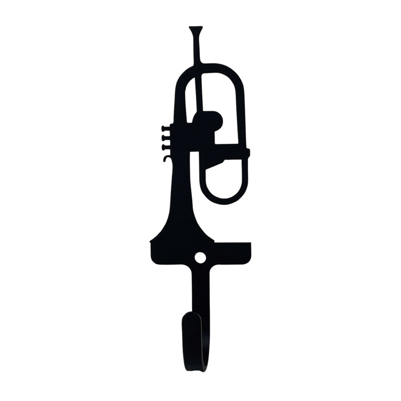Petit crochet mural décoratif en forme de trompette en fer forgé