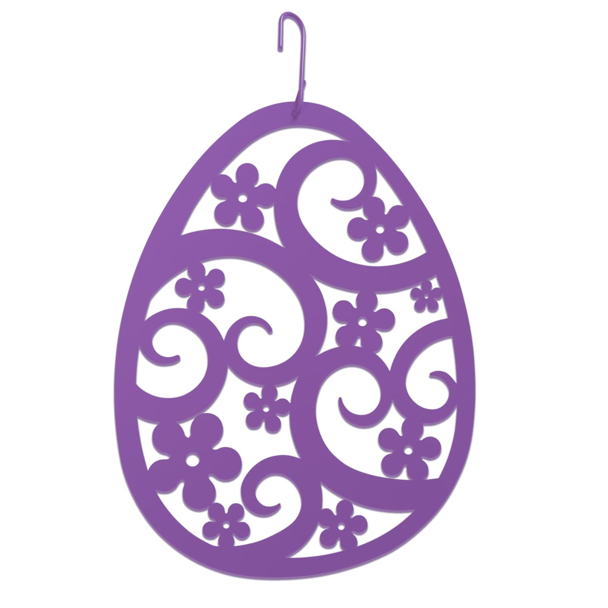 Purple wrought iron Easter egg hanging silhouette, 15-inch