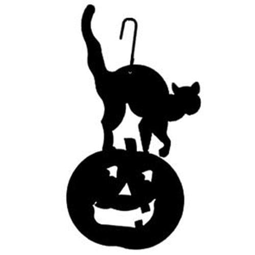 Wrought Iron 16 Inch Cat Pumpkin Hanging Silhouette Autumn Decorations Halloween Decorations hanging