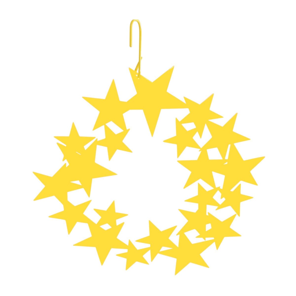 Wrought iron yellow star wreath hanging silhouette