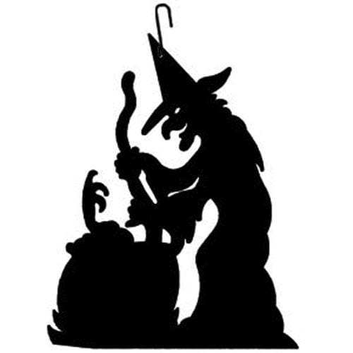 Wrought Iron 17 Inch Witch & Cauldron Hanging Silhouette Autumn Decorations cauldron cauldron decor