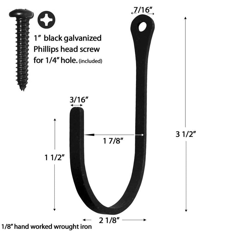 Wrought Iron 3.5 Inch -Narrow Wall Hook coat hooks door hooks featured hook narrow hook