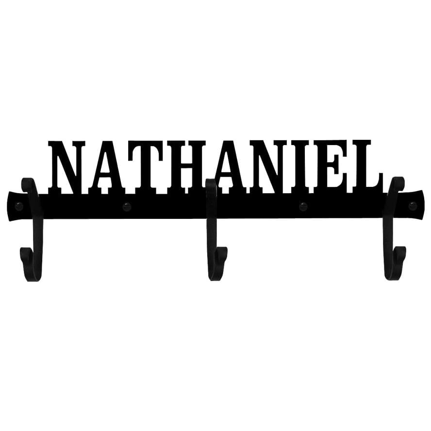 Wrought Iron 3 Hook Personalized Hat & Coat Rack - 9 Letter Towel Rack -Custom Made coat rack coat