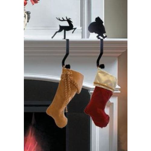 Wrought Iron 9in Pine Tree Christmas Stocking Hanger Fireplace Mantel Hook Christmas decorations