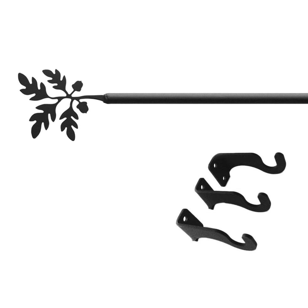 Wrought iron acorn curtain rod with three brackets