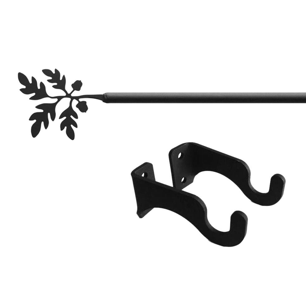 Wrought iron acorn curtain rod with brackets
