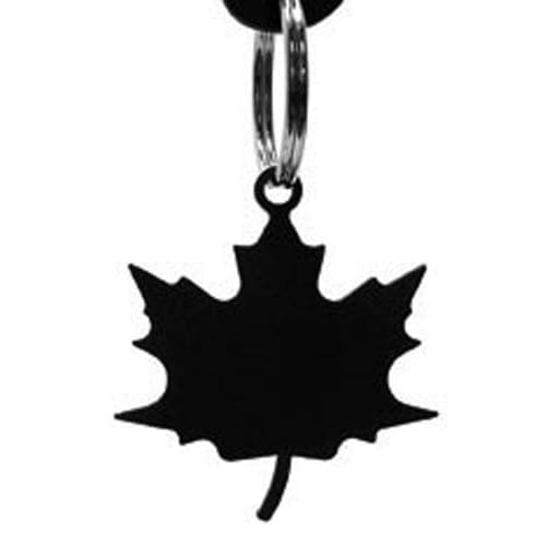 Maple Leaf Iron Keychain - Wrought Iron Key Ring | Flat Black, Handcrafted