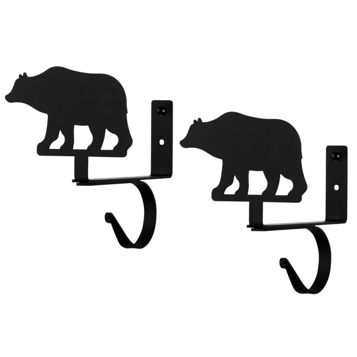 Saving Shepherd Hand Forged Wrought Iron Curtain Rod & Shelf Bracket Set - Black With Country Star