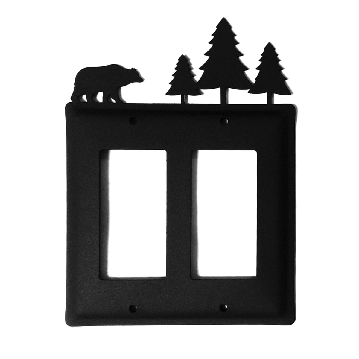 Wrought iron bear pine tree double GFCI outlet cover