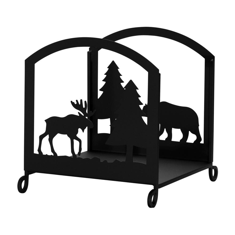 Wrought Iron Bear & Moose Firewood Rack Firewood Holder firewood carrier firewood rack firewood