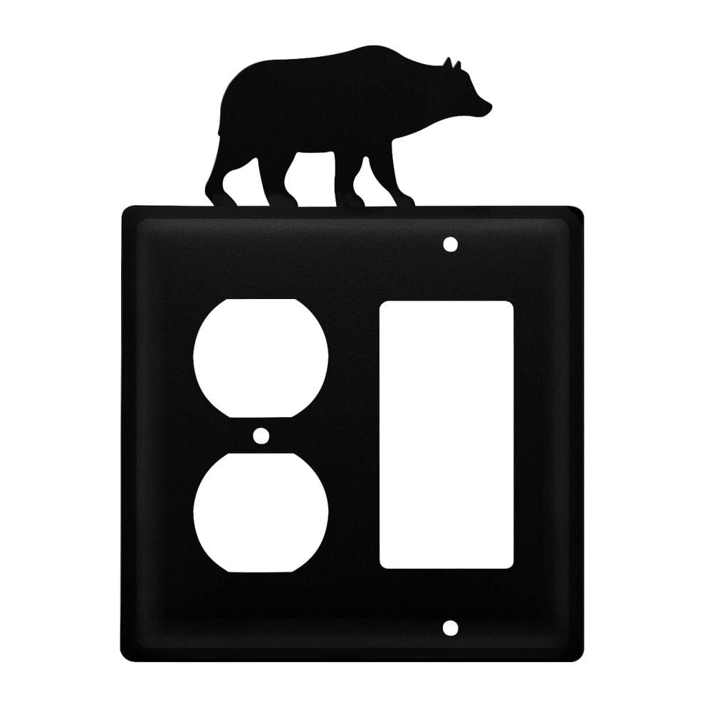 Wrought iron bear outlet cover and GFCI, black finish