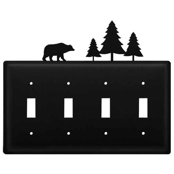 Wrought Iron Bear & Pine Quad Switch Cover light switch covers lightswitch covers outlet cover