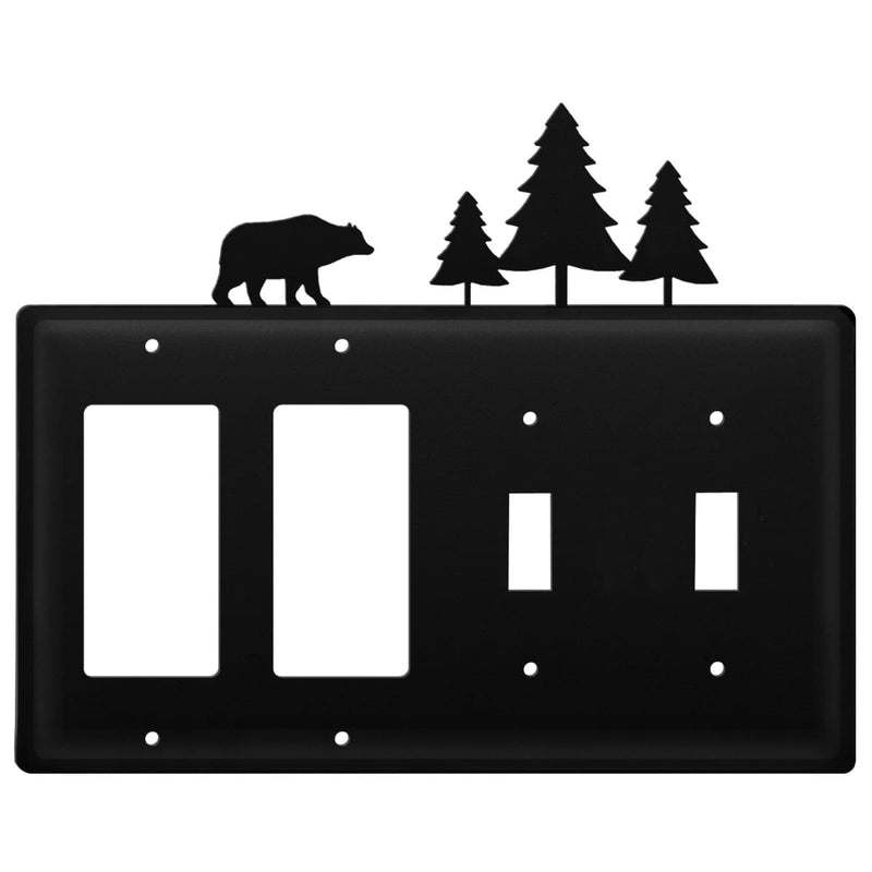 Wrought Iron Bear Pine Trees Double GFCI Double Switch Cover light switch covers lightswitch covers