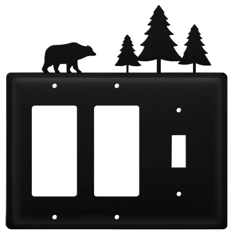 Wrought Iron Bear & Pine Trees Double GFCI Switch Cover light switch covers lightswitch covers