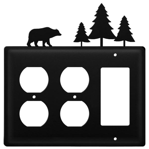 Wrought Iron Bear Pine Trees Double Outlet GFCI Cover light switch covers lightswitch covers outlet