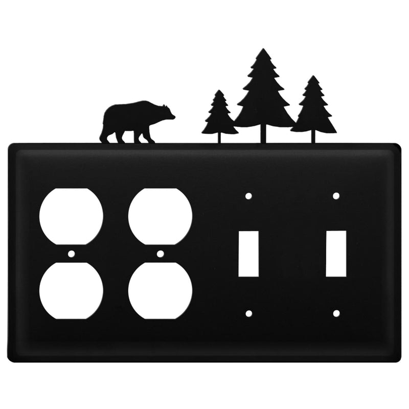 Wrought Iron Bear Pine Trees Double Outlet Double Switch Cover light switch covers lightswitch